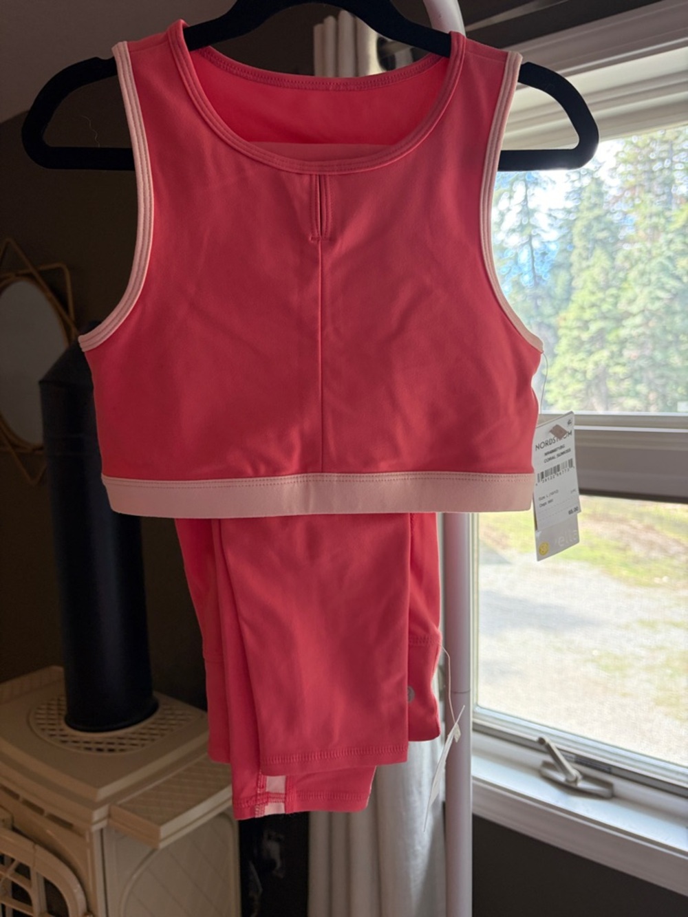 Zella Coral Sunkiss Crop Tank with Light Trim